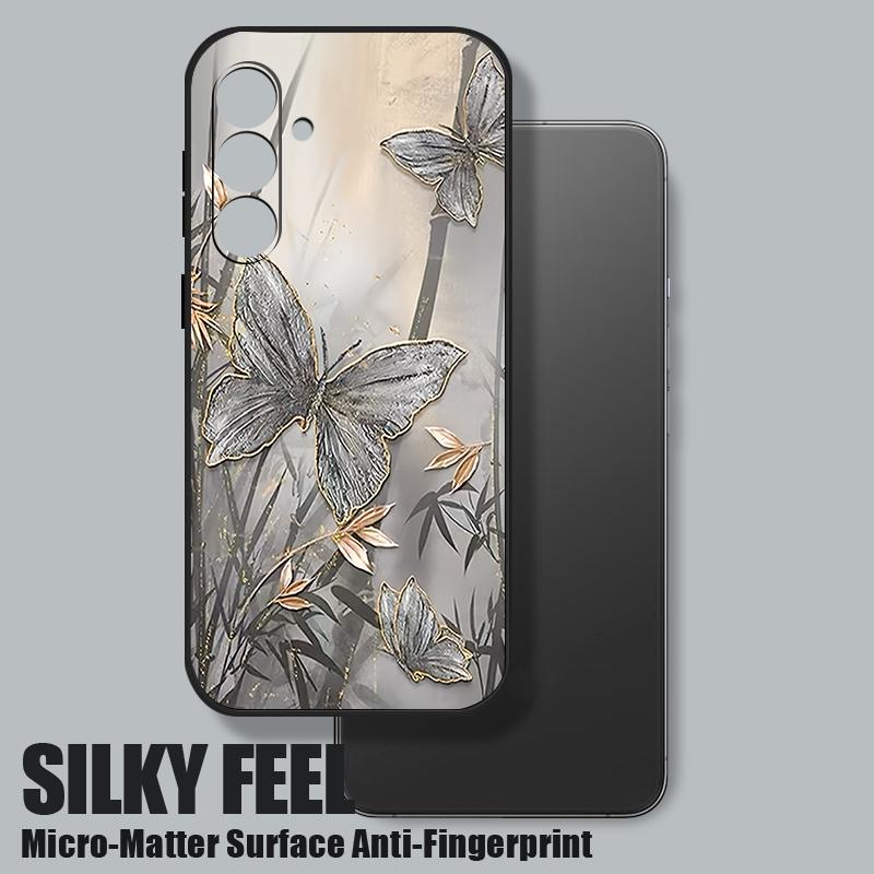 Lanyard Case For Samsung Galaxy S25 Ultra S24 S23 S22 Plus S21 FE A15 A16 A35 A36 A54 A55 A56 5G Bamboo Butterfly Printed Case Capa Coque