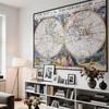 Vintage 1700 World Map Poster Retro Terraqueous Globe Canvas Print Antique Map Wall Art for Living Room Office Home Decor Unframed