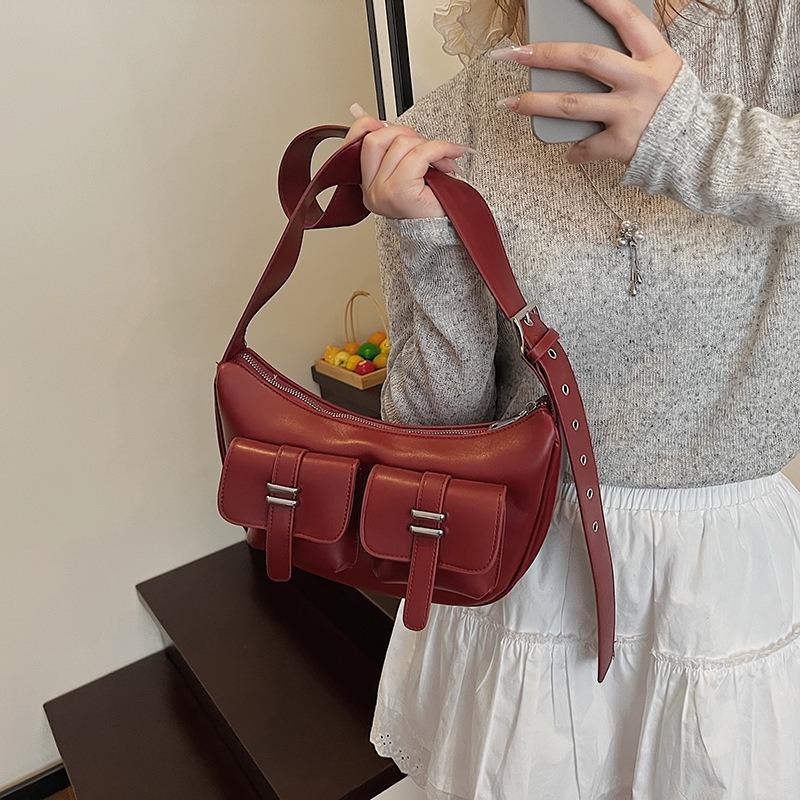 New niche casual crescent bag multi-pocket locomotive bag large capacity shoulder messenger tote bag