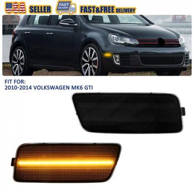 For 2010-2014 VW MK6 Golf GTI Front Amber LED Side Marker Light Lamp Smoked Pair