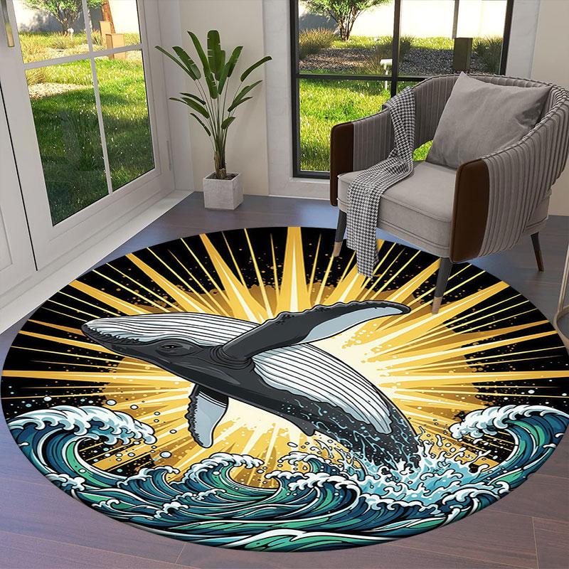 Marinelife Round Area Rug,Carpet Rug for Living Room Bedroom Sofa Playroom Decor,Non slip Floor Mat