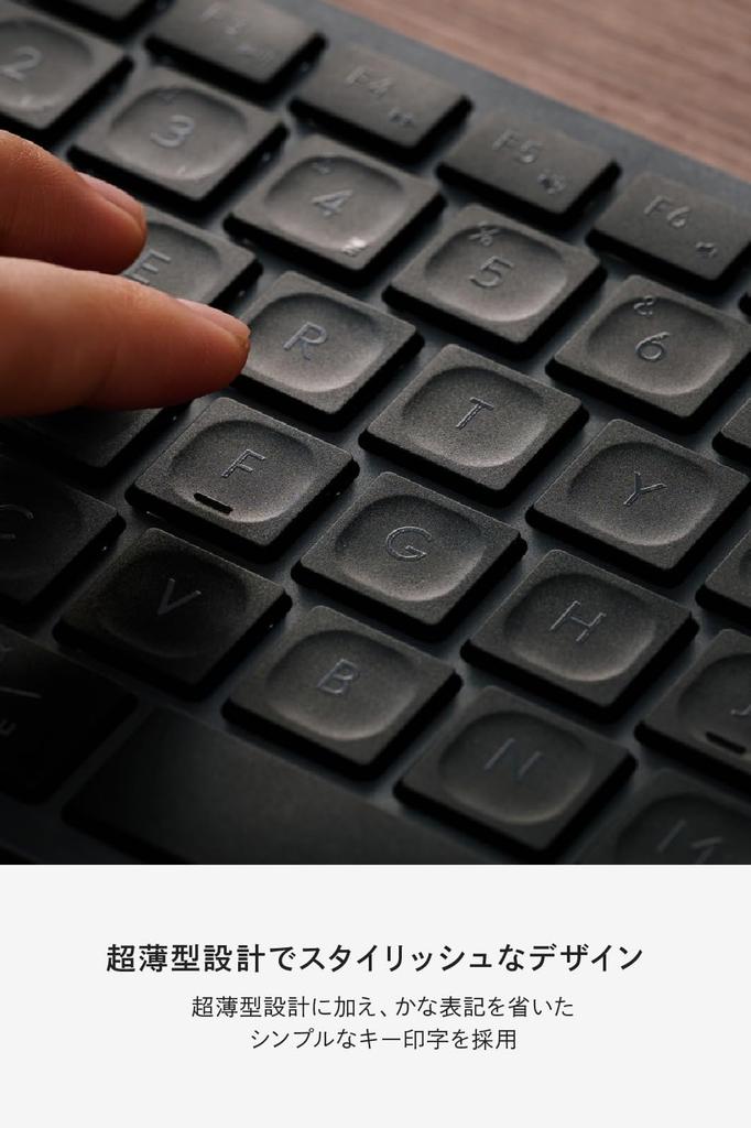 Elecom Precisionist Wireless Pantograph Mini Keyboard, Bluetooth, 2.4GHz, Multi-Pairing (4 Devices), Rechargeable, Slim, Type, Size, Black,