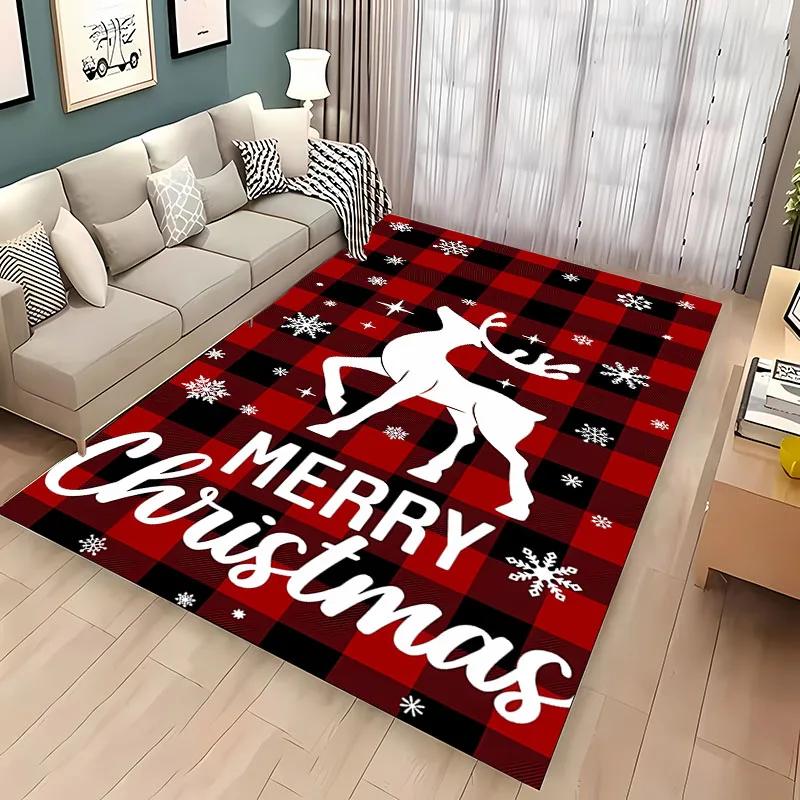 Christmas Theme Soft Carpet, Living Room Bedroom Home Decor Carpet Garden Lawn Carpet Kitchen Kids Bedroom Mat New Year Present