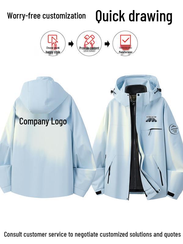 Unisex 3-in-1 Removable Mountaineering Jacket with Warm Fleece, Windproof and Waterproof, Customizable Logo