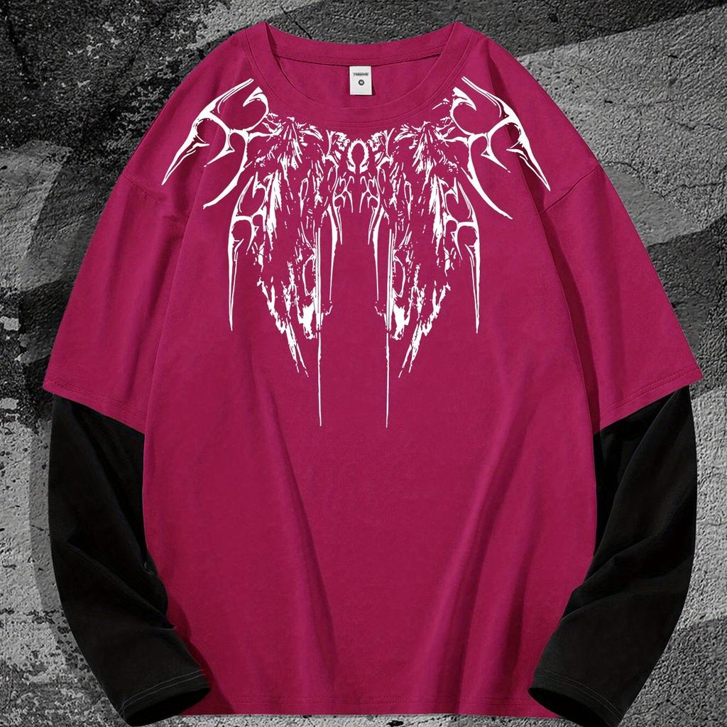 Y2K High Street Hip-Hop Dark Style Print Long-Sleeve T-Shirt, a Trendy Casual Style for Everyday Wear, Perfect for Street Fashion Enthusiasts