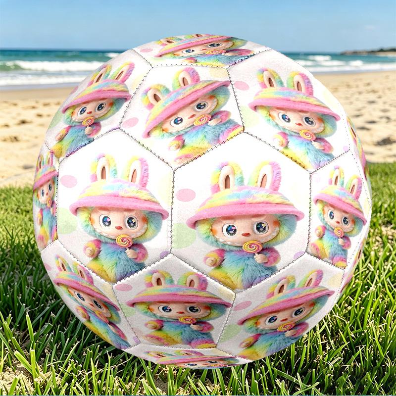 Labubu Print Size 5 Soccer Ball, PU Wear Resistant Football for Match Training and Daily Practice, Birthday Gift for Soccer Fans