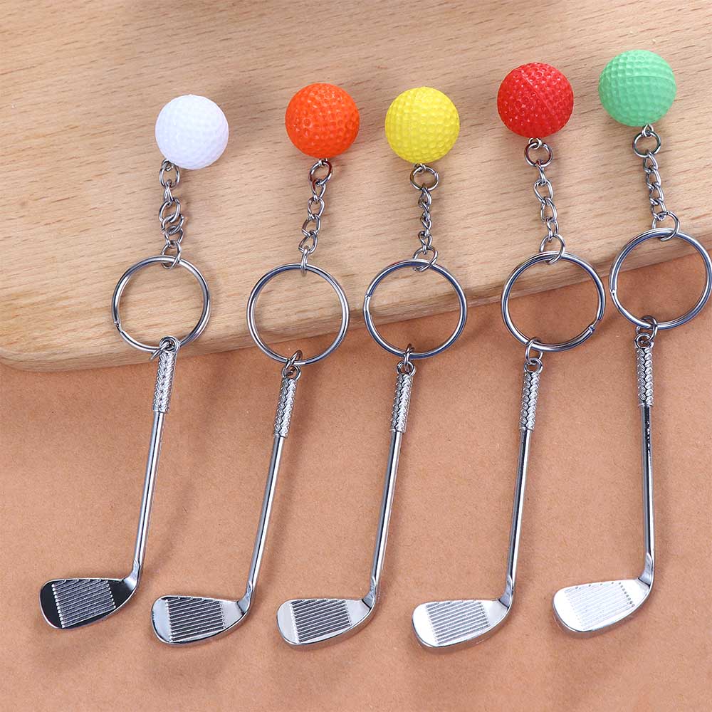 For Gift Car Key Chain Jewelry Metal Keychain Mini Golf Racket Golf Ball Key Chain Ball Pendant
