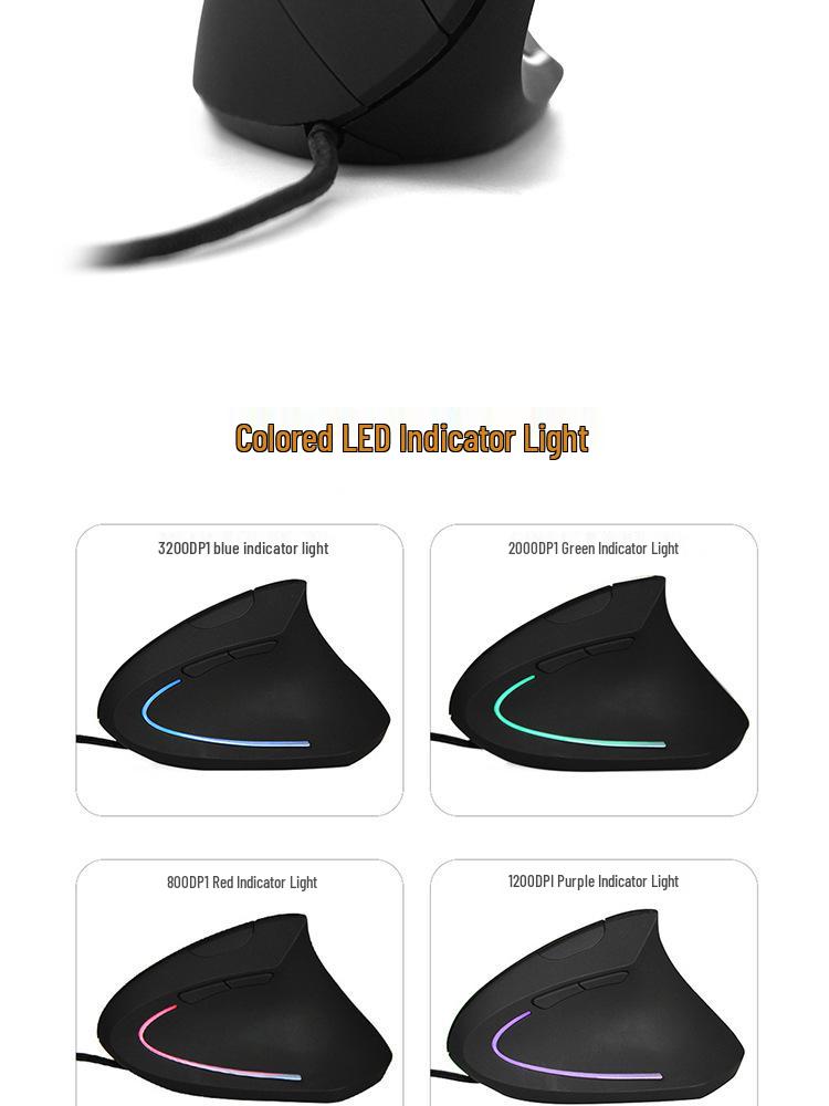 Ergonomic Vertical USB Wired Mouse - Creative Office Design, Hot Selling