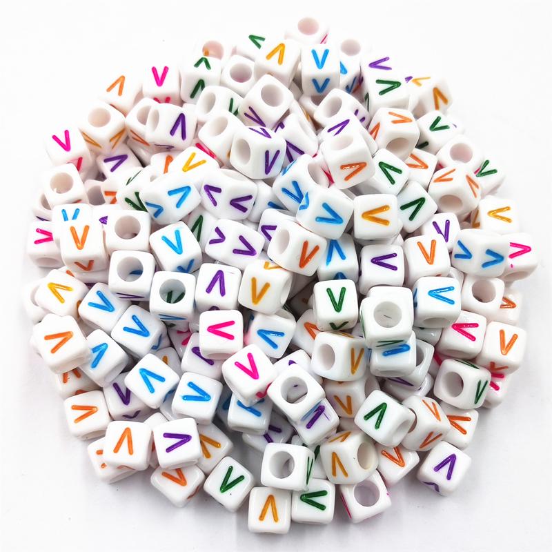 100 Pcs 6mm Acrylic Cube 26 Letters/Alphabet Colorful Loose Beads DIY Jewelry