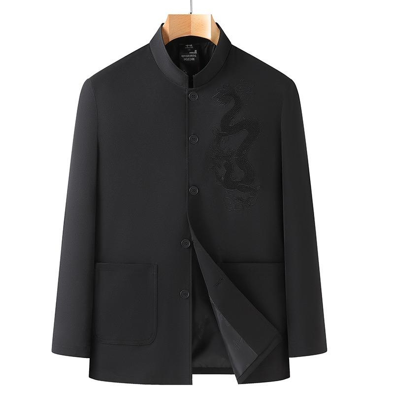 Tang Clothing Men's Spring and Autumn Clothes Grandpa Zhongshan Clothing Middle and Old Hanfu Elderly Clothes Dad Suit