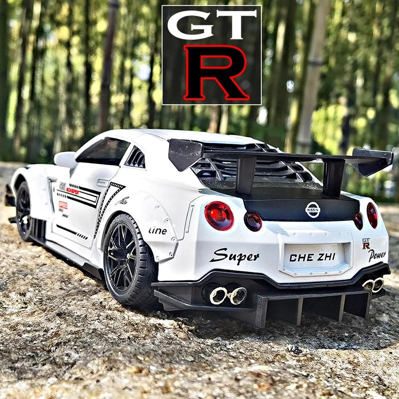 1/24 Skyline Ares Nissan GTR R34 R35 Legierung Sportwagen Modell Diecast Metall Rennwagen Modell Simulation Sound Licht Kinderspielzeug Geschenk