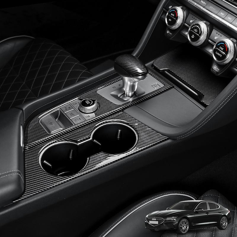 For Genesis G70 -2026 LHD Carbon Fiber Style ABS Gear Shift Panel Cover Trim Interior Upgrade Auto Styling Accessory Parts