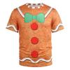 Funny Gingerbread Cosplay T-shirt Men's Clothing Festival Fashion Casual T Shirts 3D Print Pattern Design Street Personality Tee