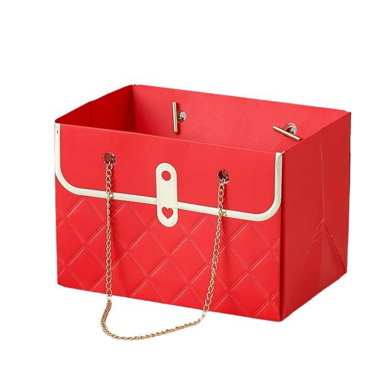 Trendy Floral Tote Gift Box - Small Size for Flower Shop Packaging Qixi Festival