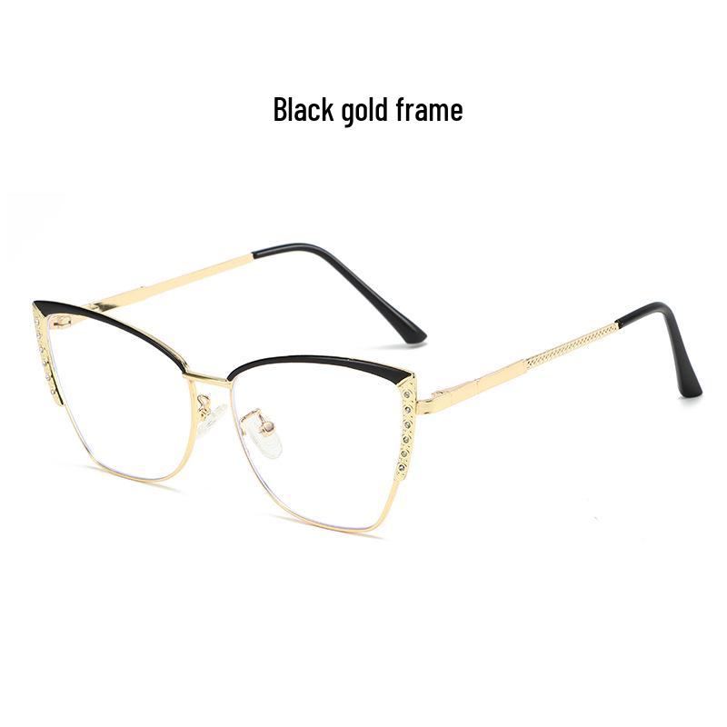Retro Rhinestone Cat-eye Anti-Blue Light Glasses: Fashionable Color-changing Metal Frames