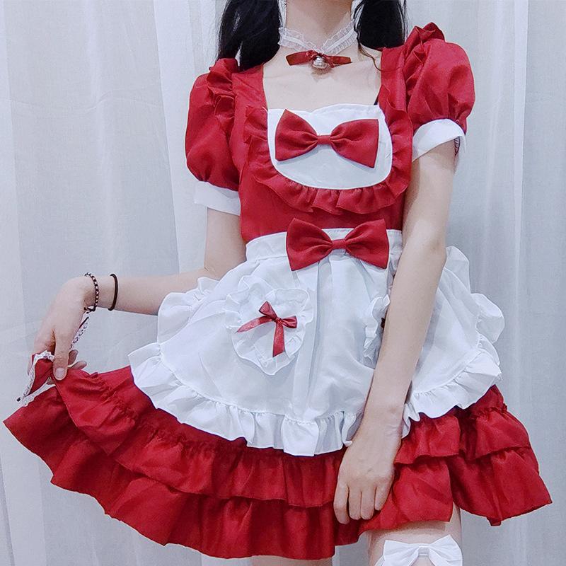 Sexy Cream Sweetheart Maid Dress Lolita Cosplay Costume