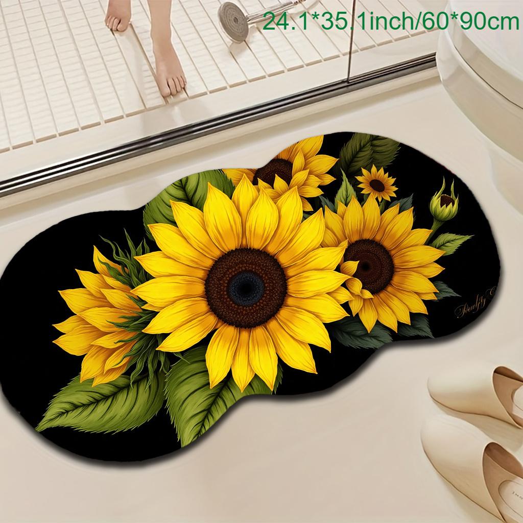 1pc Luxury Nordic Sunflower Carpet, Durable Non-Slip Washable Indoor Rug For All Seasons, Halloween Thanksgiving Christmas Decor