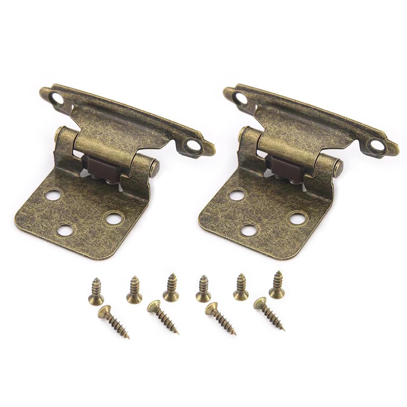

Винтажные металлические петли для дверцы шкафа, накладные самозакрывающиеся петли, традиционные латунные петли для кухонных шкафов 1