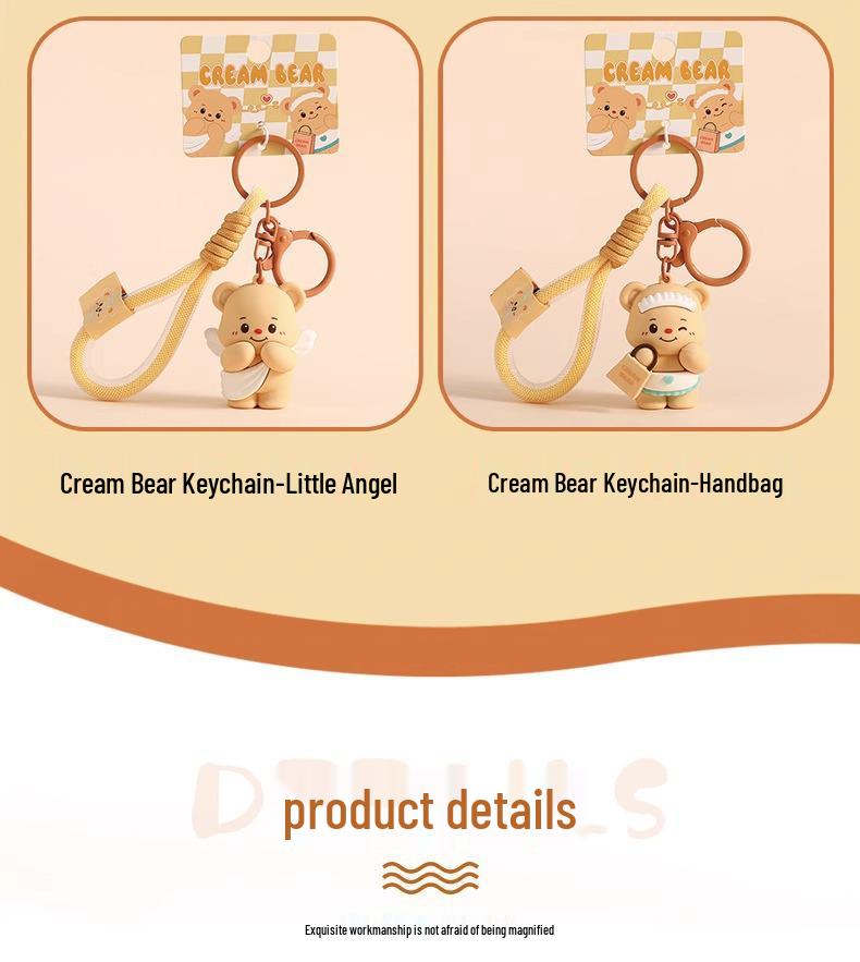 Butter Bear Keychain Ornament – Cute Couple's Backpack & Car Charm