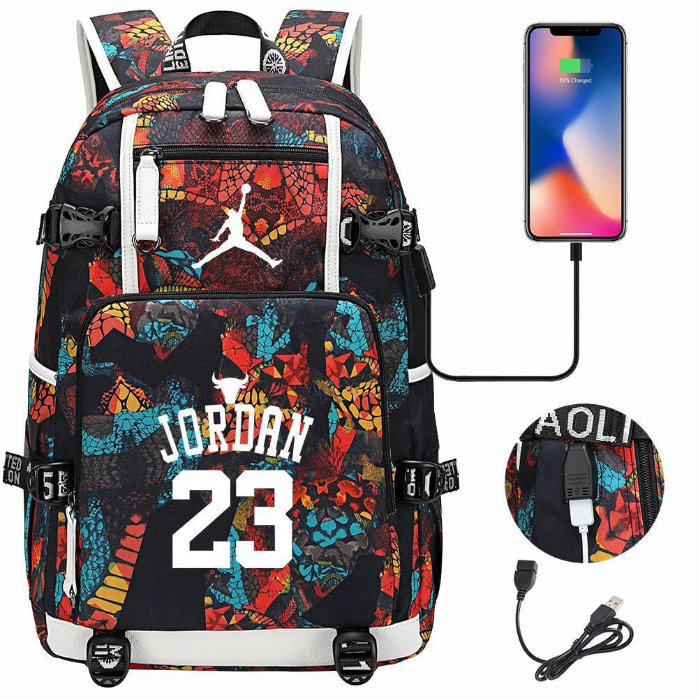 Large Capacity USB Charging Backpack for Teenage Students Boys Girls Casual Travel Basketball Collection Bookbag
