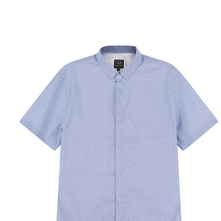 ARMANI EXCHANGE Shirts Men's Blue Square Collar Moderate Shirt 3RZC04-ZNEAZ-01EQ