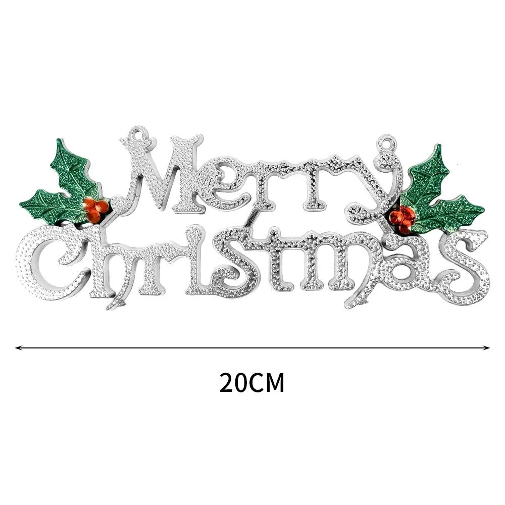 Christmas Letters Hanging Sign 3D Holes Designed Merry Christmas Gold Pendant Home Party Xmas Tree Door Hanging Decoration 2024
