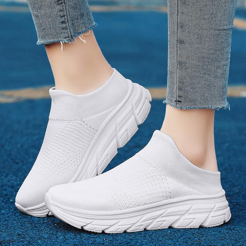 Fashion Summer Mesh Men's Black Casual Shoes Large Platform Walking Non Slip Breathable Women's Outdoor Sports Socks Slippers 35-46