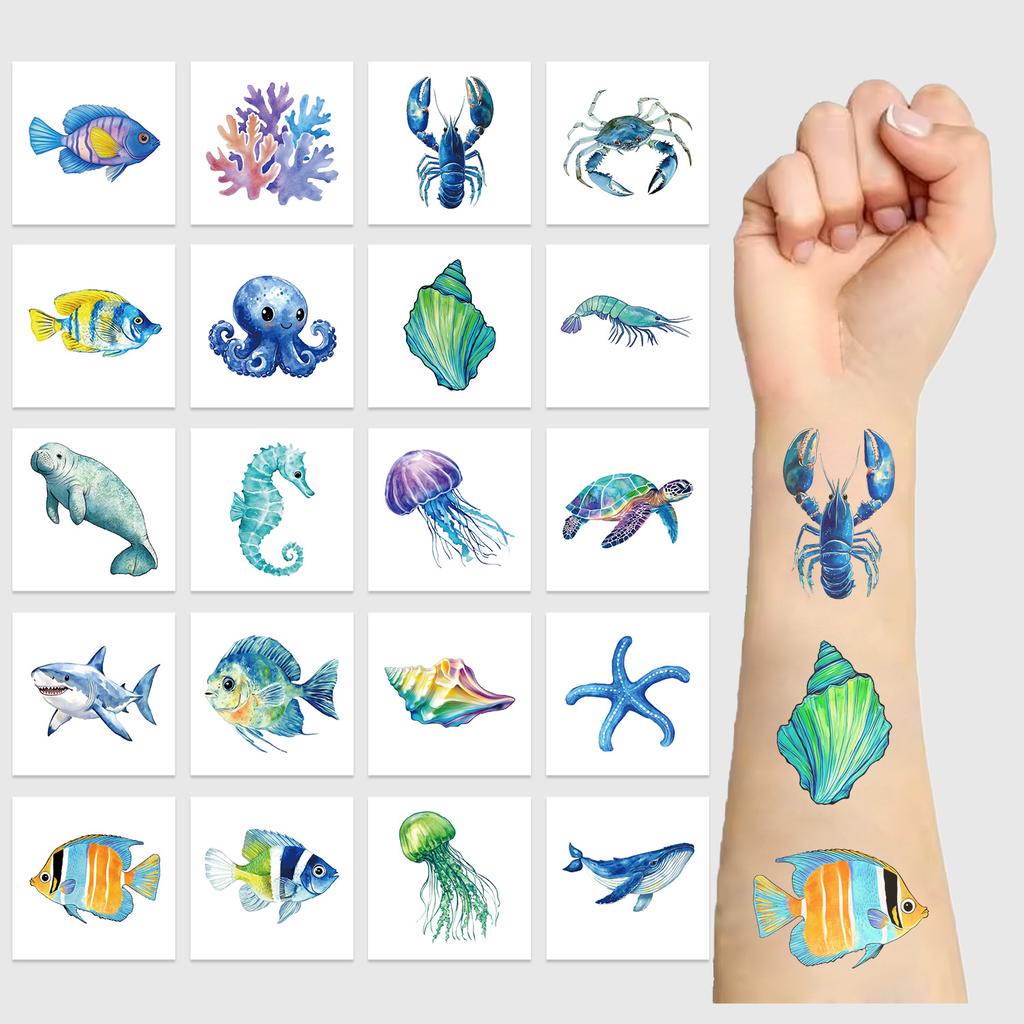 Cartoon Marine Creature Tattoo Stickers Can Waterproof Party Party Gift Funny Fun Temporary Face Stickers