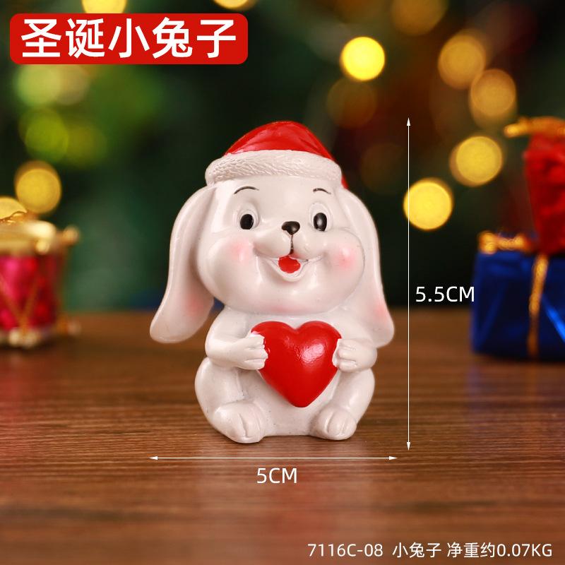 Christmas Mini Resin Figurines Christmas Decorations Ornament Desktop Cute Santa Clause Snowman Elk Ornament Navidad Xmas Decor