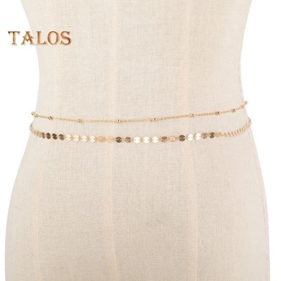 Kvinners midjekjede dobbeltlags paljett justerbar lengde uthulet magedansopptreden midjesmykker fester festivaler nattklubb kroppskjede