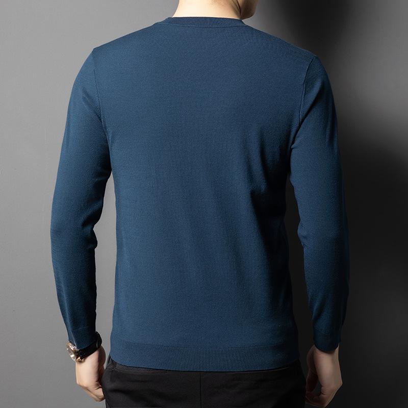 Neuer Frühling Rundhals Langarm Strickpullover Herren Einfarbig Pullover T-Shirt Lässig Mode Unterhemd