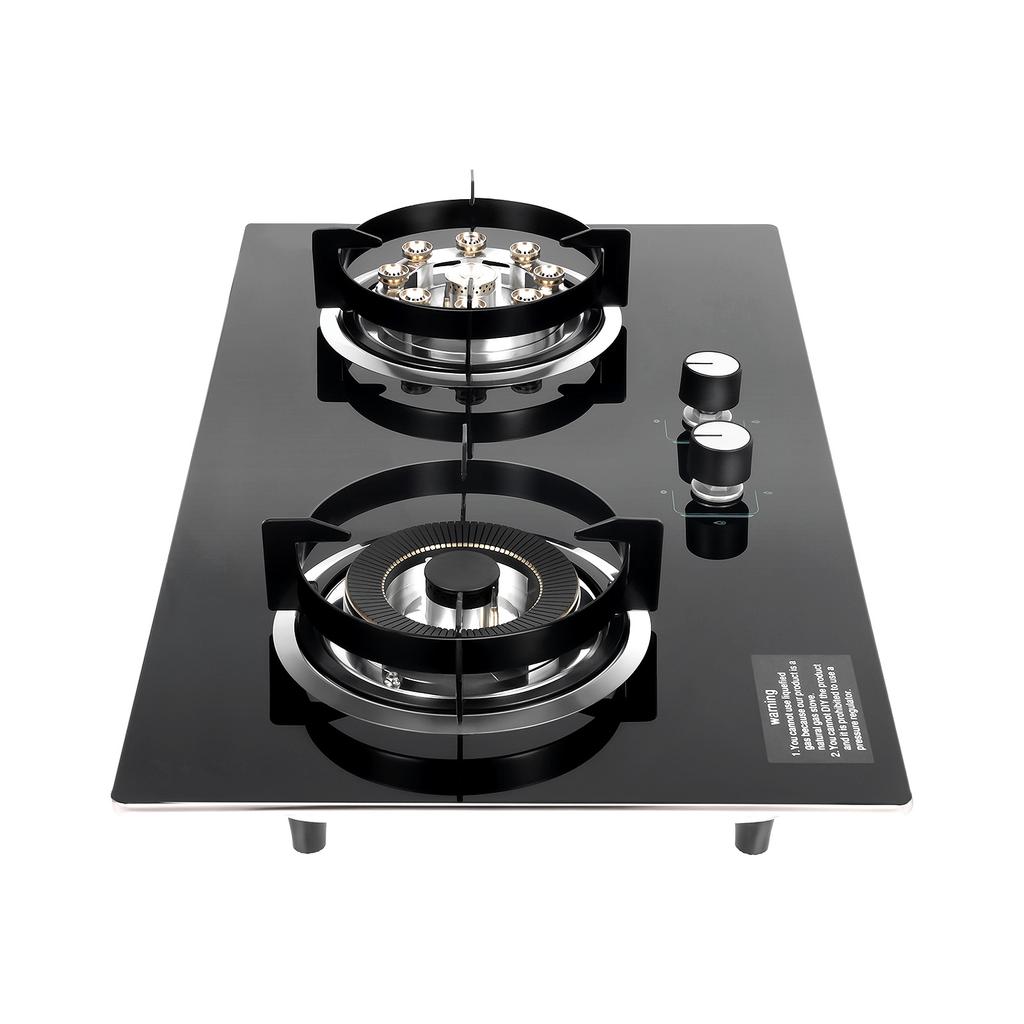 BYMAOCAR 2 Burners Gas Cooktop, With Flameout Protection, 29" Tempered Glass Embedded Gas Hob for Apartment, Outdoor, and RV