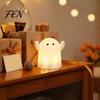 Small Resin Ghost Figure Cute Night Light for Bedroom, Decorative Warm LED Lamp Simple Operation Children Halloween Party Desk Decor, Battery Operated