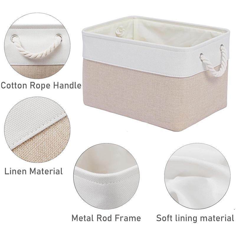 Foldable Fabric Storage Baskets, with Handles Linen Wardrobe Storage Rack Home Wardrobe Towel Toys Storage Basket