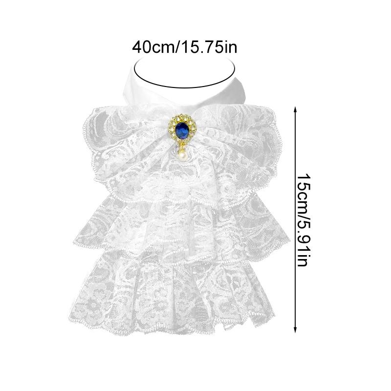 1Pc Small Collar With Gemstone Scarf Elegant Palace Ralph Collar Vintage Lace Decorative Collar Fake Collar Palace Lapel