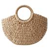Summer Handmade Straw Weave Bags Women Beach Weaving Ladies Straw Bag Wrapped Beach Bag Moon shaped Top Handle Handbags Totes