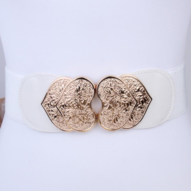 Cooler Gürtel Damen Retro Graviertes Schnallenpaar Taillensiegel Kleiderdekoration Elastischer Elastischer Breiter Gürtel