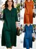 2026 Summer European American V-neck Cotton Linen Plus Size Casual A-line Dress