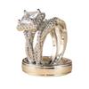 Rose Gold Three Piece Ring Set with Diamonds, Zirconia, Full Diamond, Female Pair Ring, Male Ring