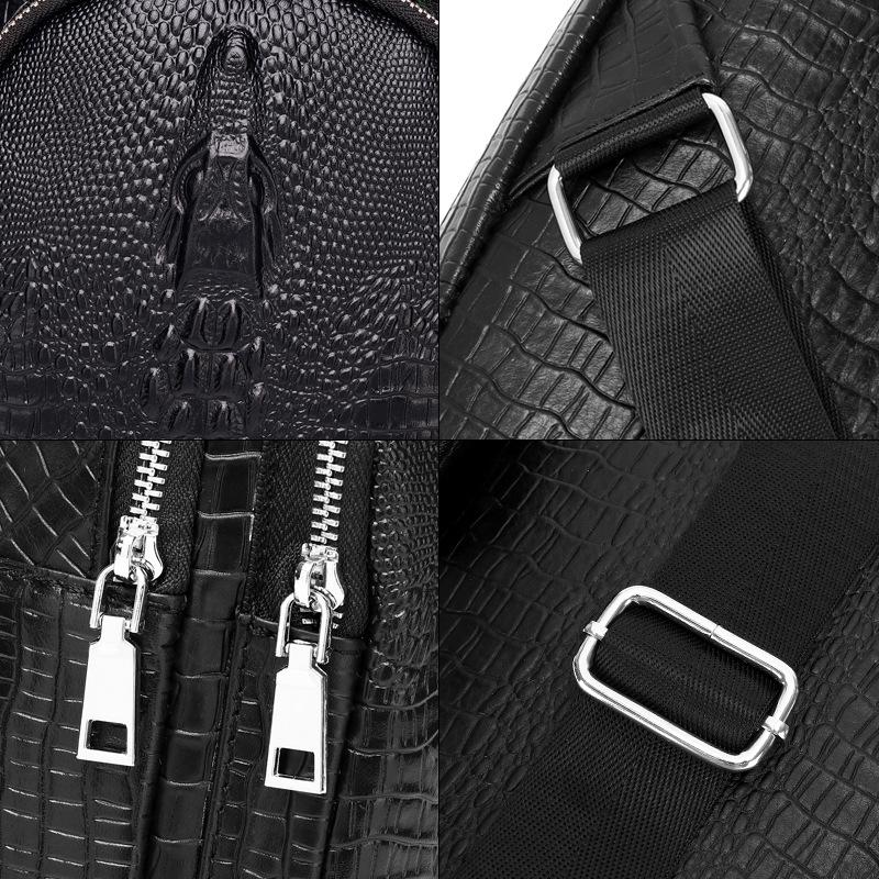 Men's Leather Single-shoulder Chest Bag, Cowhide Crossbody Bag, Trendy Men's Front Crossbody Bag