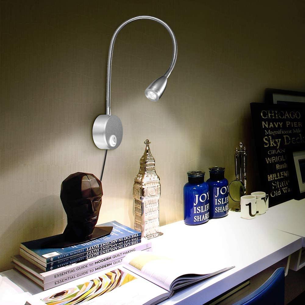 USB Flexible Wall Mount Night Lamp Hotel Bedside Wall Lamp LED Flexible Gooseneck Tube Switch Study Reading Sconces Light
