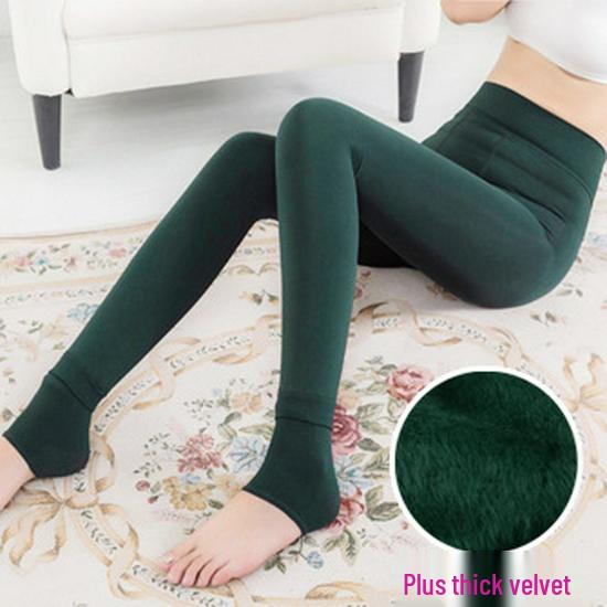 Women's Velvet Thickened One-Piece Leggings - Warm, Slimming, 200g Cotton Blend for Autumn and Winter