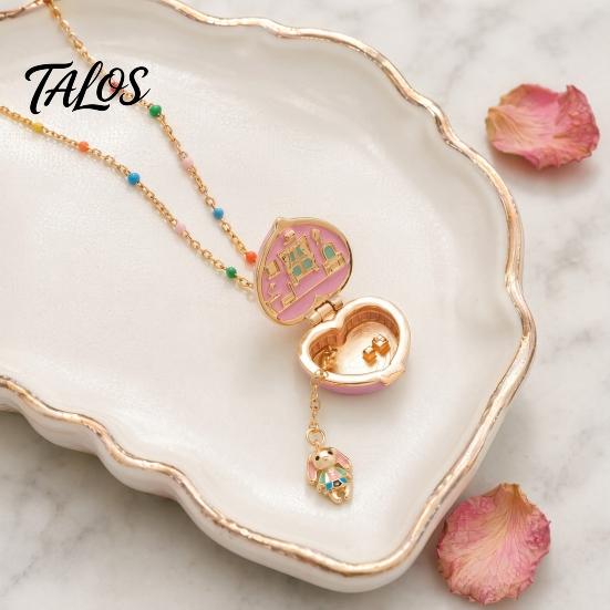 Talos Openable Heart Charm Necklace, Box Pendant with Mini Figurine, Women Tiny Locket Gift for Wife Girlfriend Anniversary