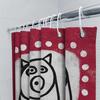 Red Shower Curtain with Polka Dots Dog Design Waterproof and Washable for Bathrooms Decoration