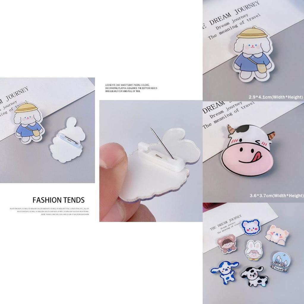 Adorable Cartoon Dog Rabbit Cow Brooches For Backpack And Handbag Decoration