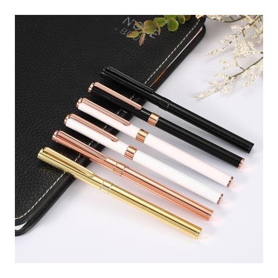 PATIKIL Luxury Metal Rollerball Pen, 0.5mm Black Ink, Premium Craftsmanship Gift for Men & Women, Office Signature Writing, Rose Gold, Lightweight