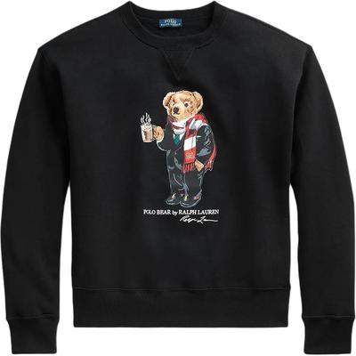 Polo FW23 Coffee Bear Pattern Crewneck Fleece Long Sleeve Sweatshirt Women Sweatshirt Black WMPOKNIN6820087-001