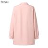 ZANZEA Blusa holgada informal de manga larga con cuello vuelto para mujer