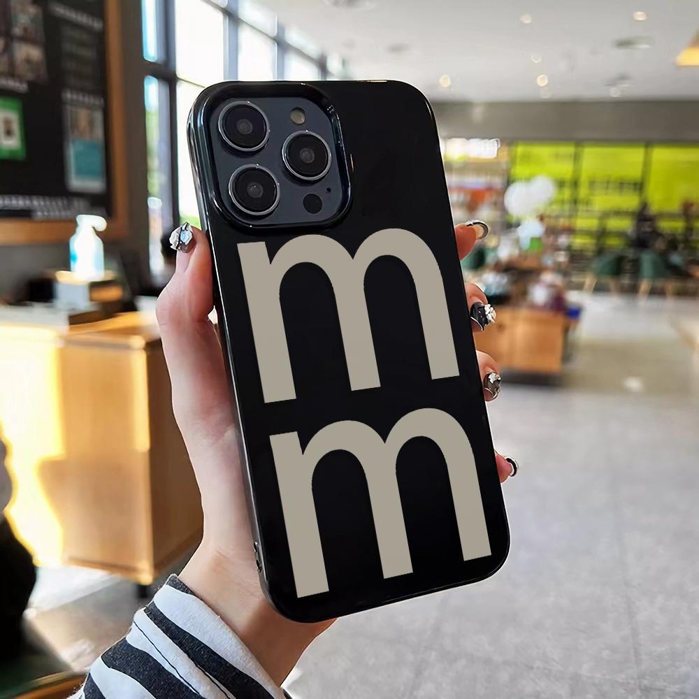 Korean Letter Phone Case for iPhone 16 15 14 13 12 11 Pro Max X XS XR XSMax 7 8 Plus Glossy Film Soft PC Cover