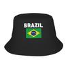 Brazil Flag Bucket Hat  Hawaii Fisherman Caps For Women Funny Beach Travel Sun Hats Foldable Custom Cap